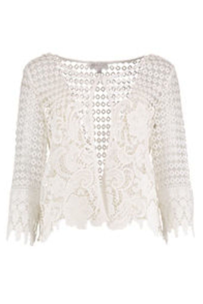 White Floral Guipure Lace Cardigan