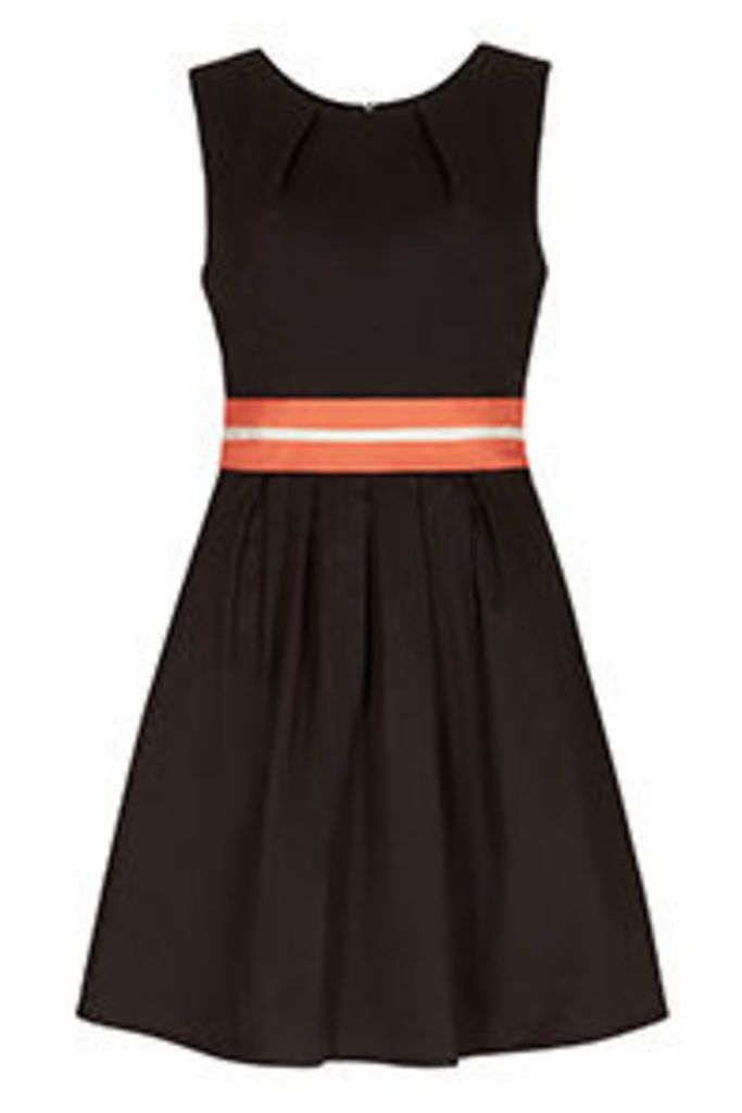 Black Coral & Cream Colour Block Skater Dress