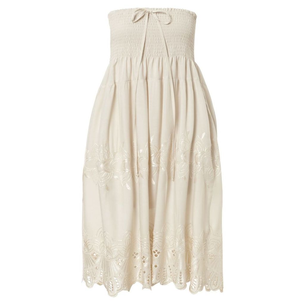 Cream Smock Embroidered 2 in 1 Skirt Dress
