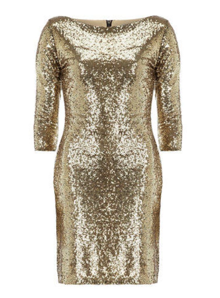 Womens **Alice & You Gold Sequin Bodycon Dress- Gold