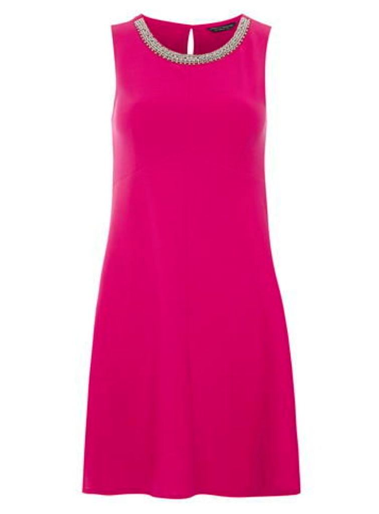 Womens Cerise embellished crepe dress- Pink