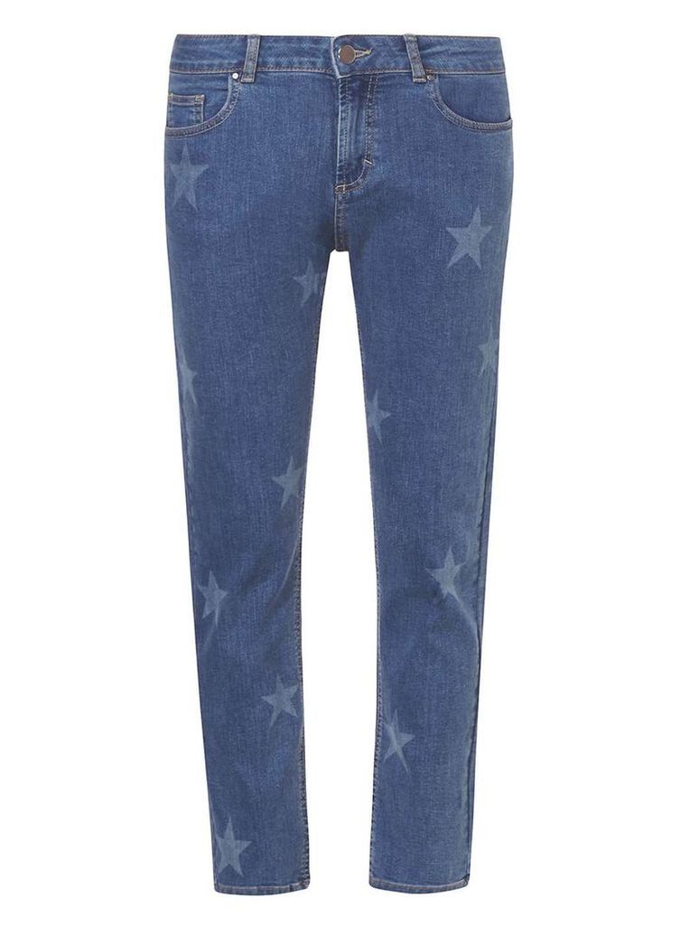 Womens Laser Star Fashion Jeans- Blue