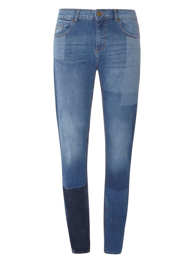 Womens Laser Patch Fashion Jeans- Blue
