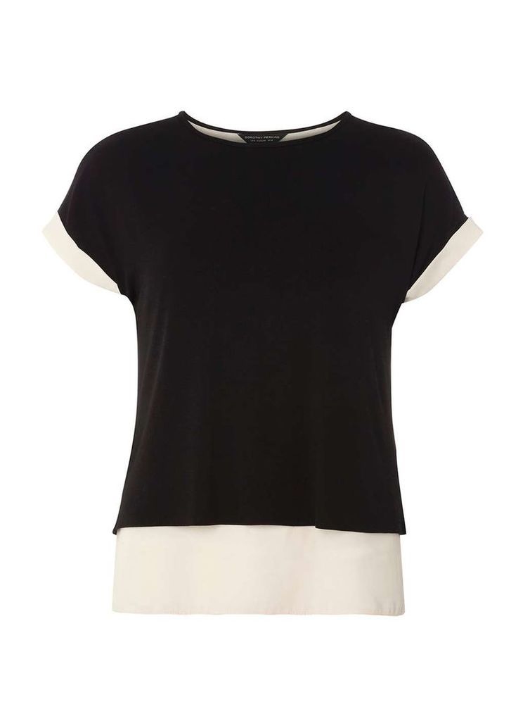 Womens Black And Nude 2-In-1 Top- Black
