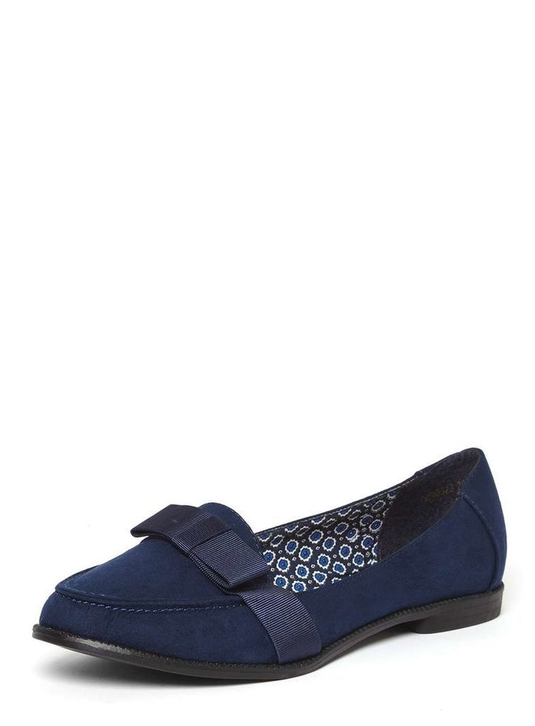 Womens Wide Fit Navy 'Lucinda' Loafers- Blue