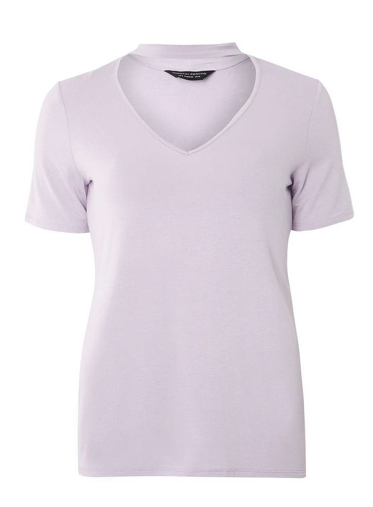 Womens Lilac Choker T-Shirt- Purple