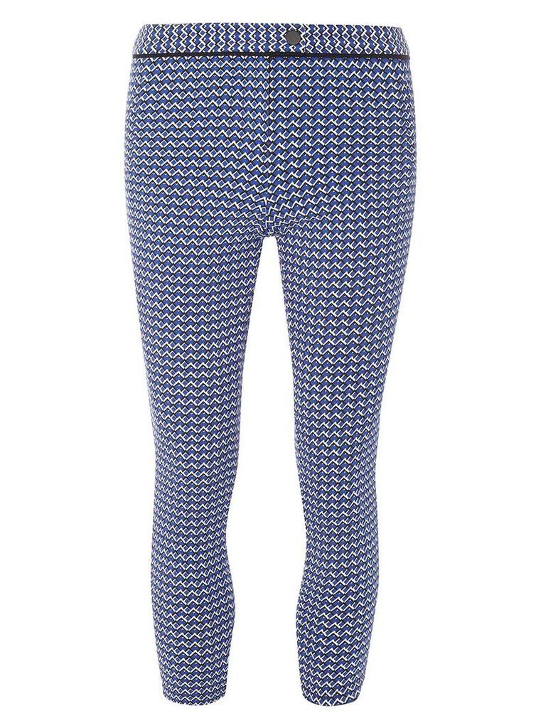 Womens Petite Cobalt Geometric Print Bengaline Trousers- Cobalt