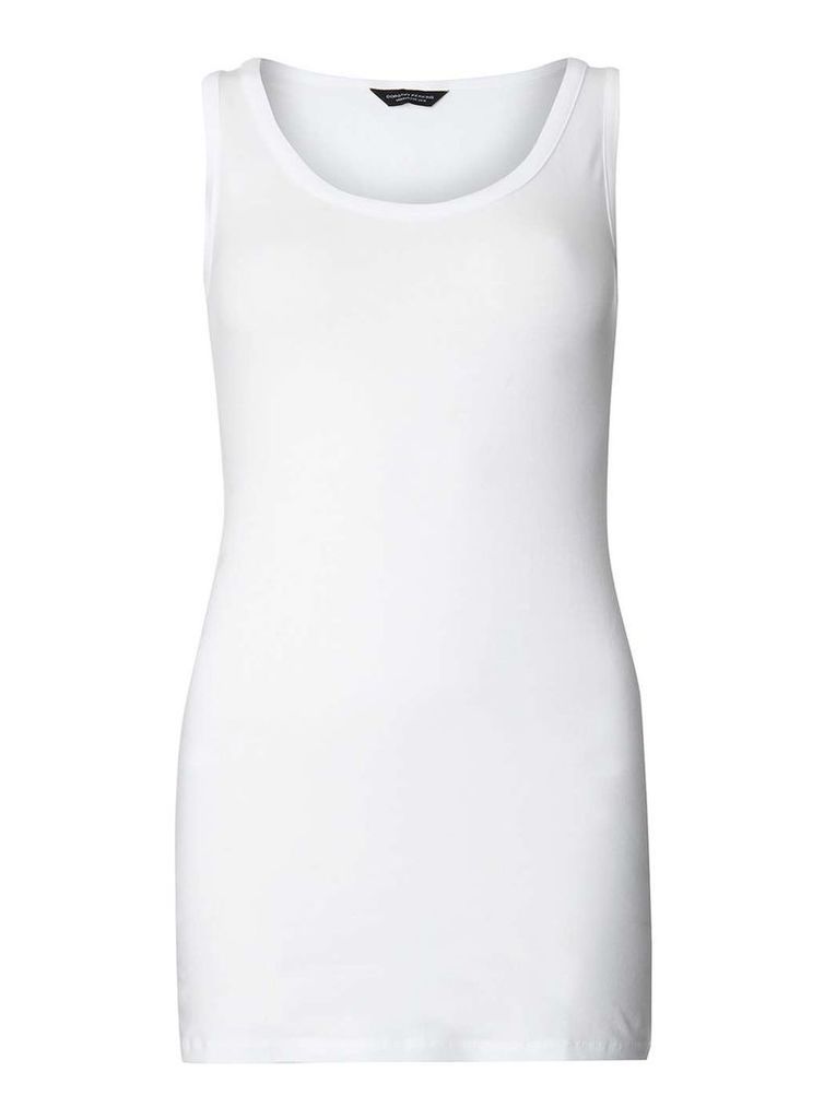 Womens White Basic Longline Vest- White