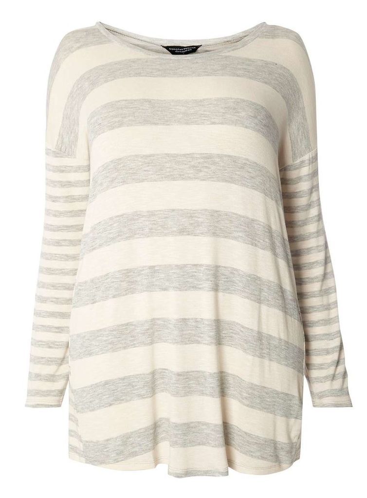 Womens DP Curve Plus Size Grey Stripe Cutabout Top- Grey