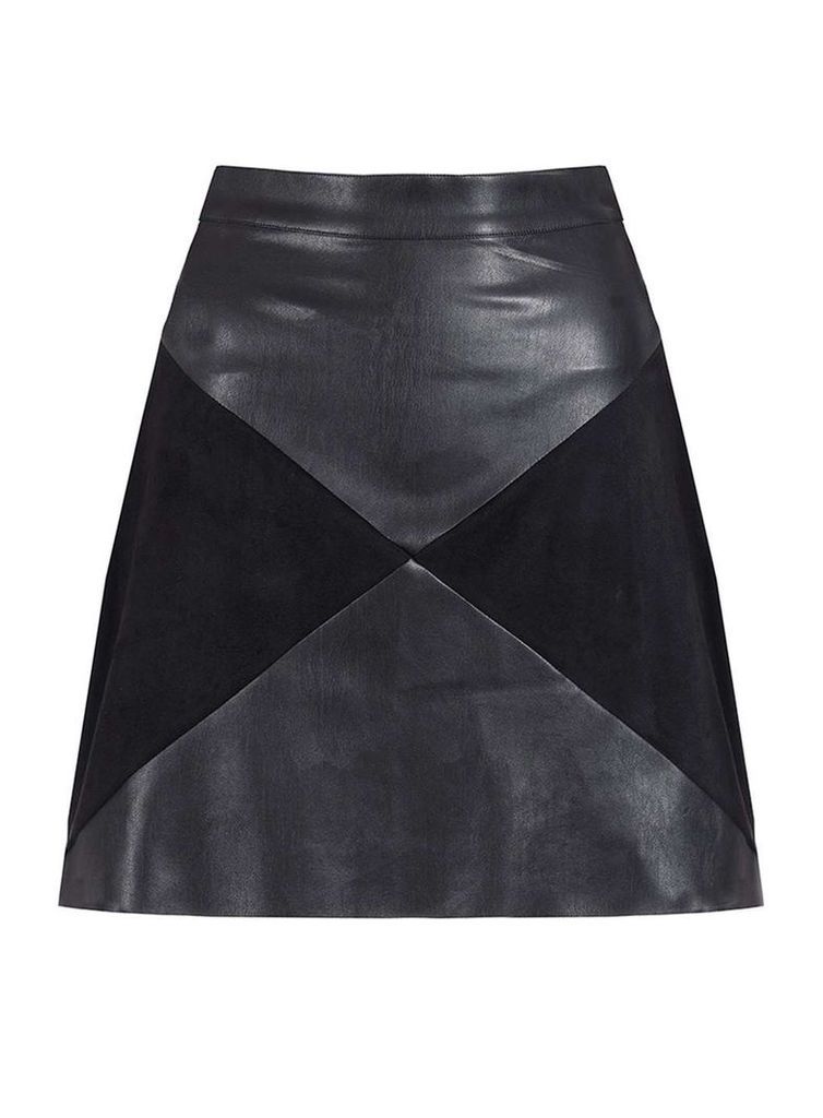 Womens **Quiz PU Panel Zip Mini Skirt- Black