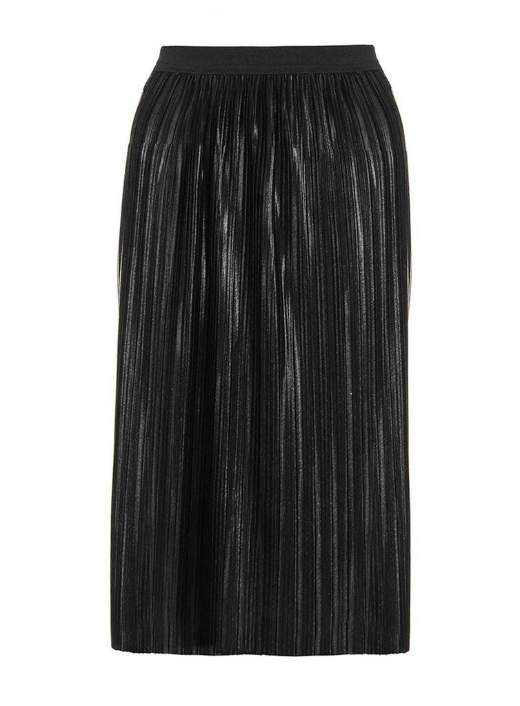 Womens *Quiz Black Pleated Metallic Skirt- Black