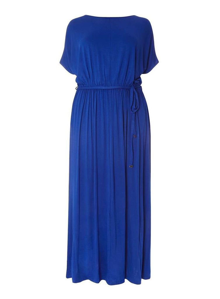 Womens DP Curve Plus Size Cobalt Jersey Cold Shoulder Maxi Dress- Cobalt