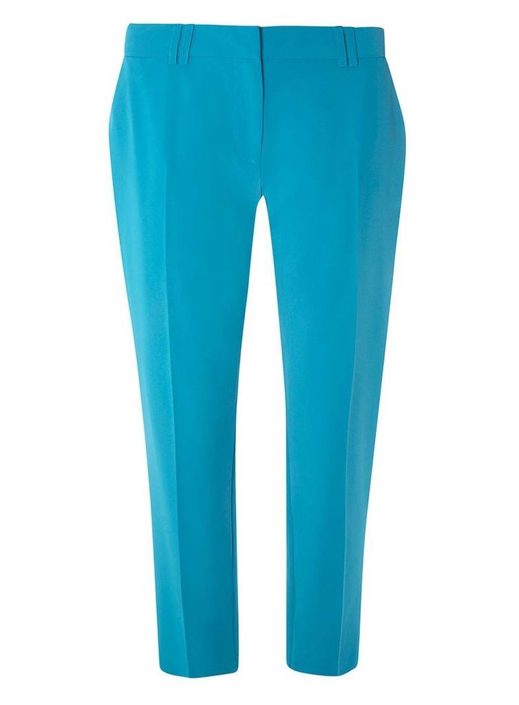 Womens Turquoise Double Loop Ankle Grazer Trousers- Turquoise