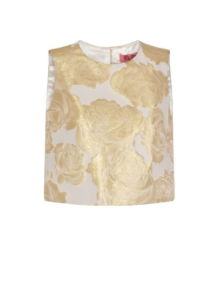 Womens *Chi Chi London Gold Floral Print Co-Ord Crop Top- Gold