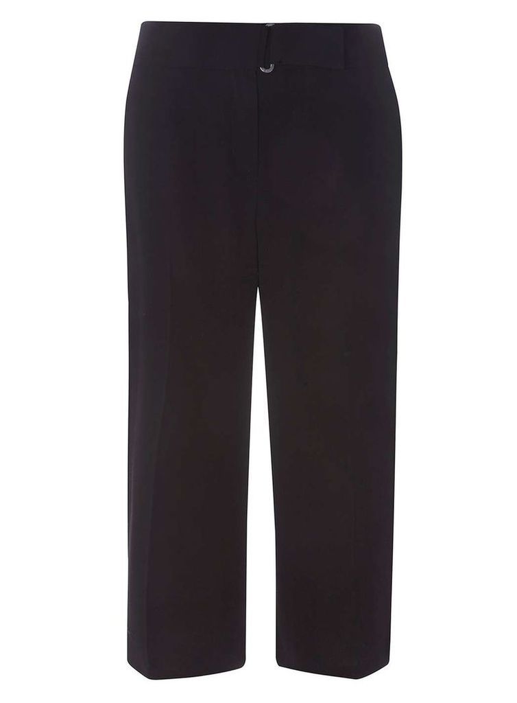 Womens Extended Tab Wide Leg Cropped Trousers- Black