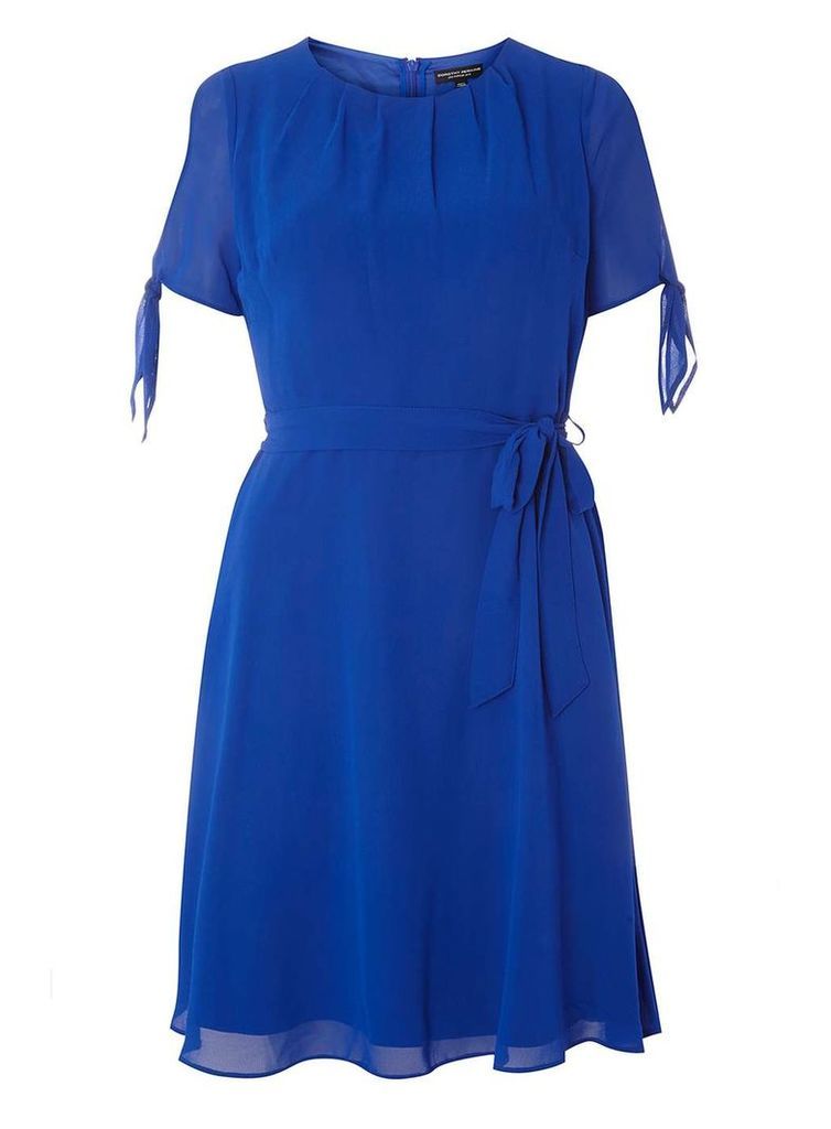 Womens Cobalt Chiffon Fit & Flare Dress- Cobalt