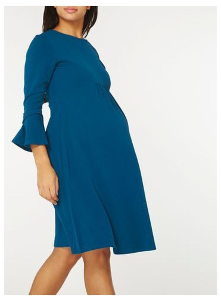 Womens **Matenrity Teal Empire Fit and Flare Dress- Blue