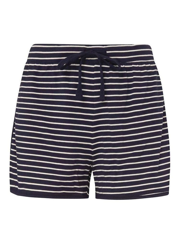 Womens **Tall Navy Stripe Shorts- Blue