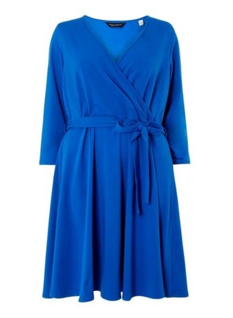 Womens **Dp Curve Cobalt 3/4 Sleeve Wrap Dress- Cobalt, Cobalt