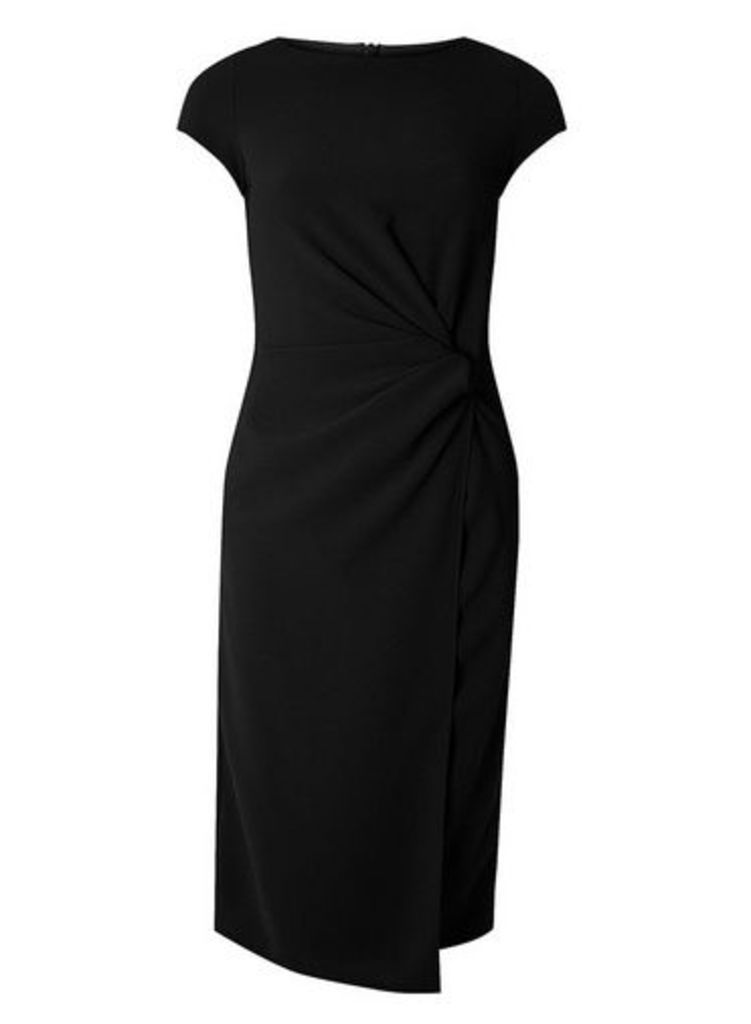 Womens **Lily & Franc Black Manipulated Midi Dress- Black, Black