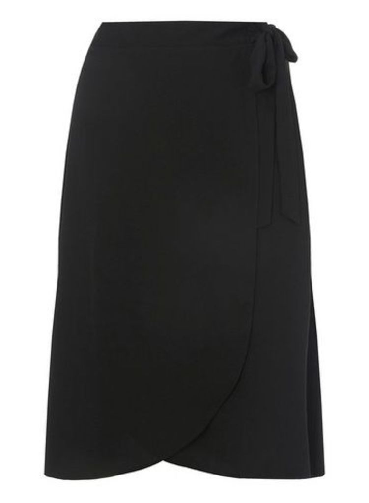 Womens **Dp Curve Black Wrap Midi Skirt- Black, Black