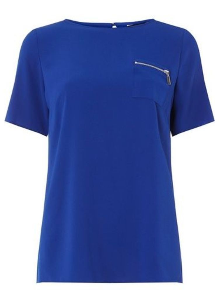 Womens Cobalt Zip Pocket T-Shirt, Cobalt