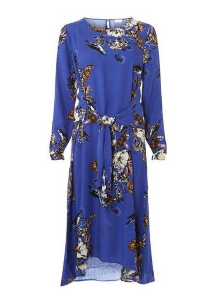 Womens **Vila Blue Floral Midi Dress- Blue, Blue