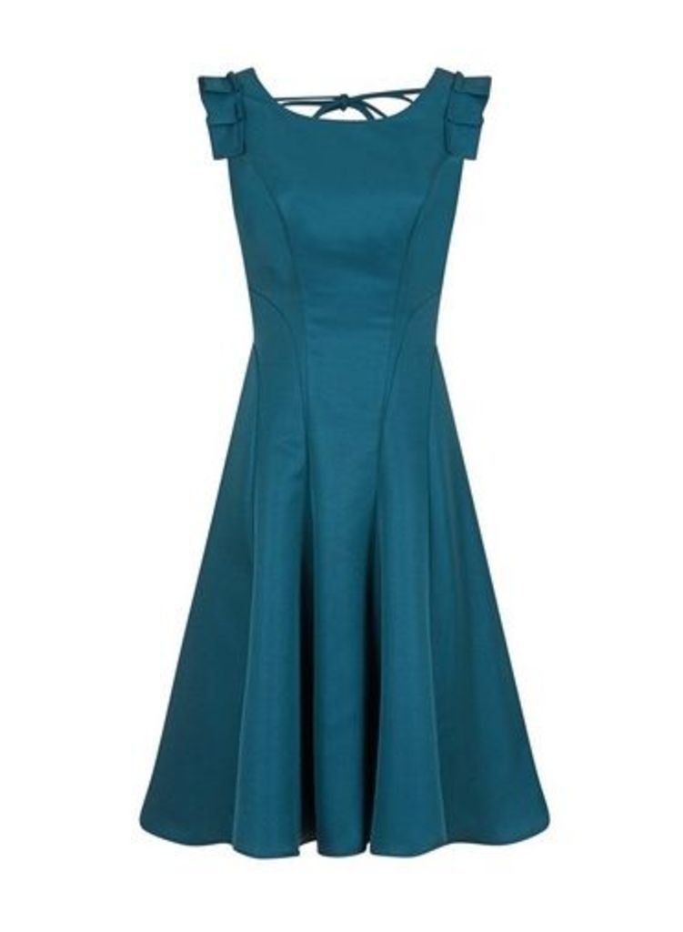 Womens Chi Chi London Teal Pleated Midi Skater Dress, Teal