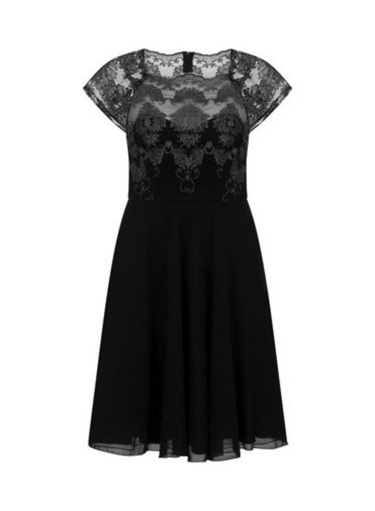 Womens Chi Chi London Black Short Sleeve Tea Dress, Black