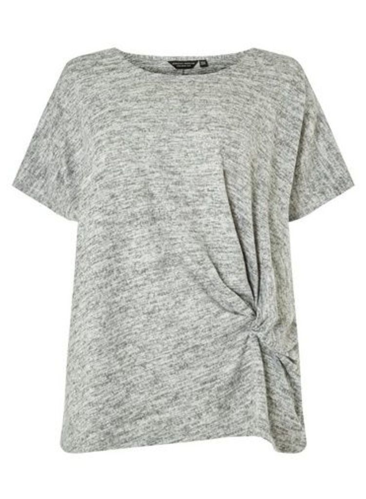 Womens **Dp Curve Grey Twist Side T-Shirt- Grey, Grey