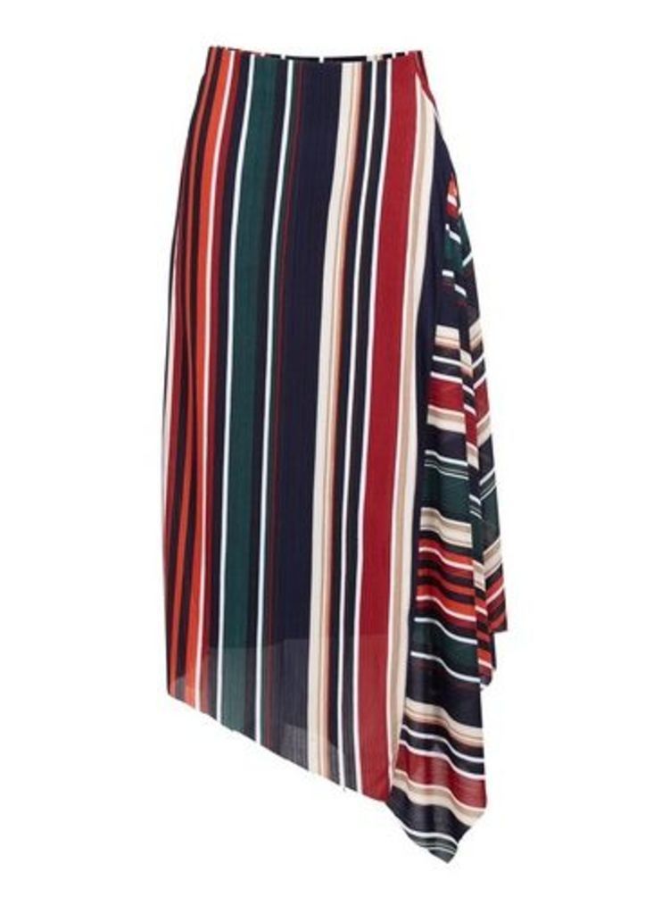 Womens *Izabel London Multi Colour Striped Asymmetric Skirt, Multi Colour