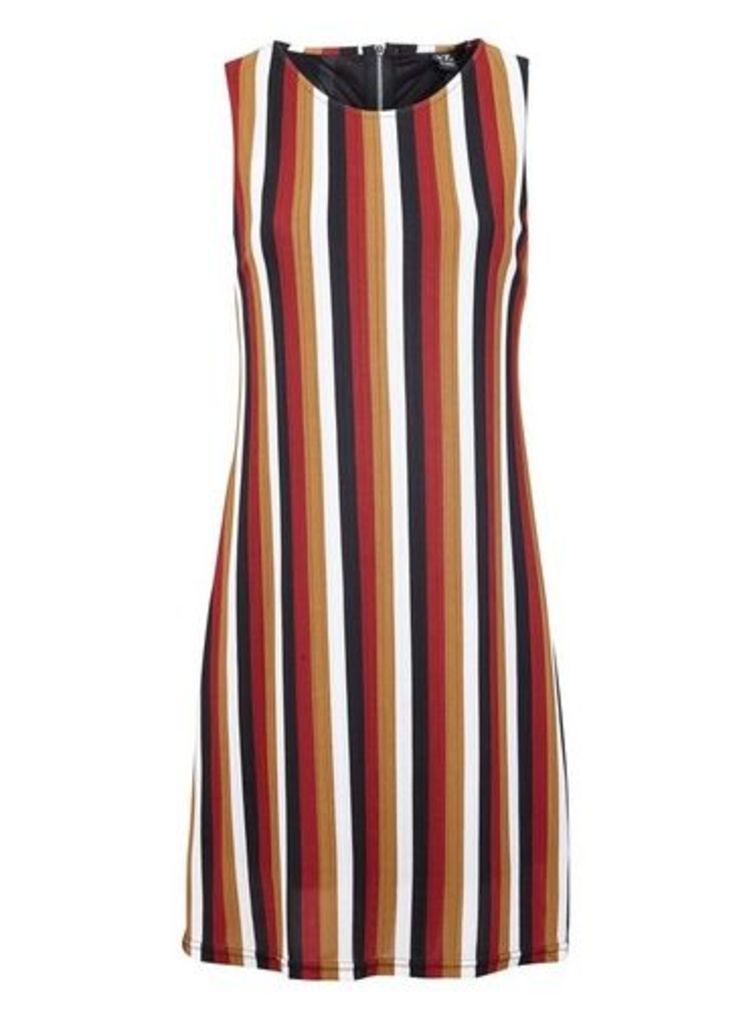 Womens *Izabel London Wine Striped Shift Dress, Wine