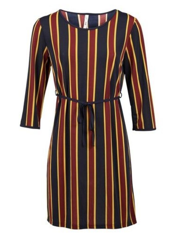 Womens *Izabel London Navy Striped Tie Waist Shift Dress, Navy