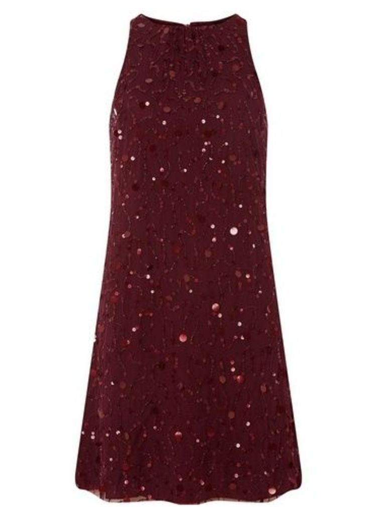 Womens **Showcase Mulberry Embellished Trapeze Dress- Red, Red
