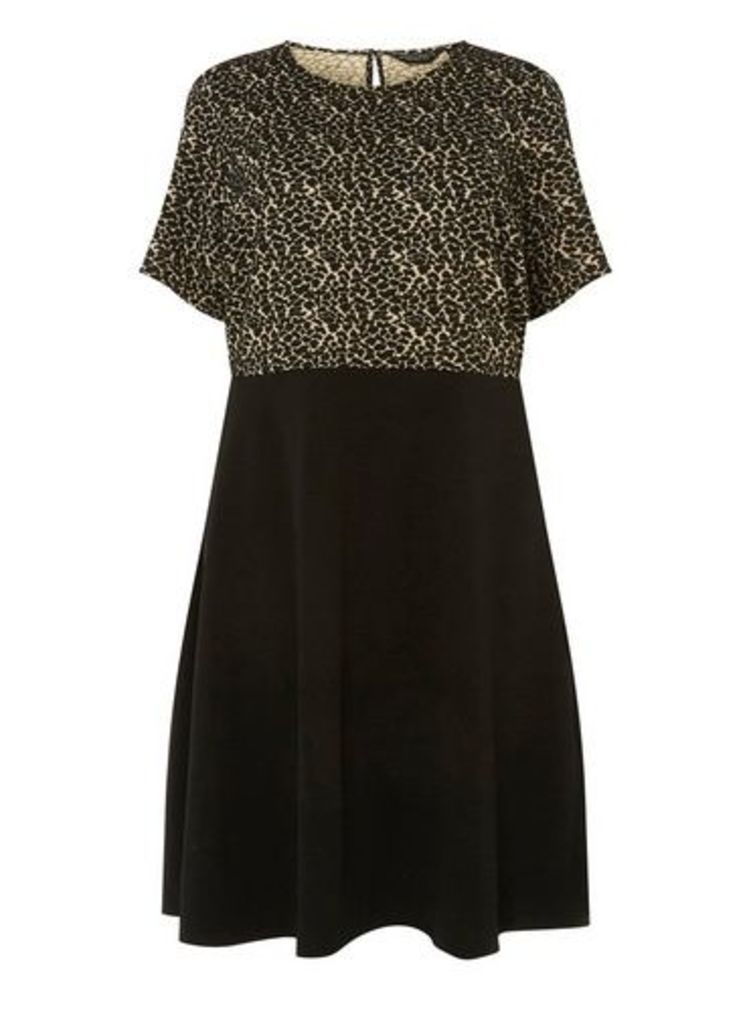 Womens **Dp Curve Multi Coloured Leopard Print 2-In-1 Dress- Black, Black