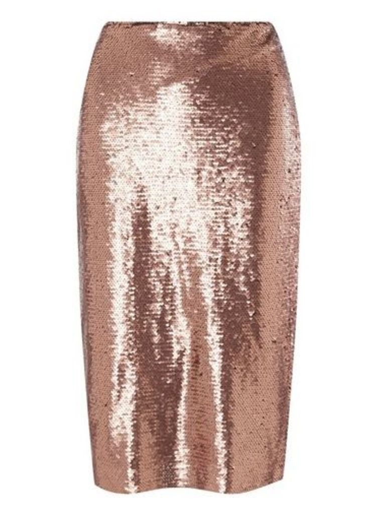Womens **Petite Vero Moda Copper Pencil Skirt- Copper, Copper