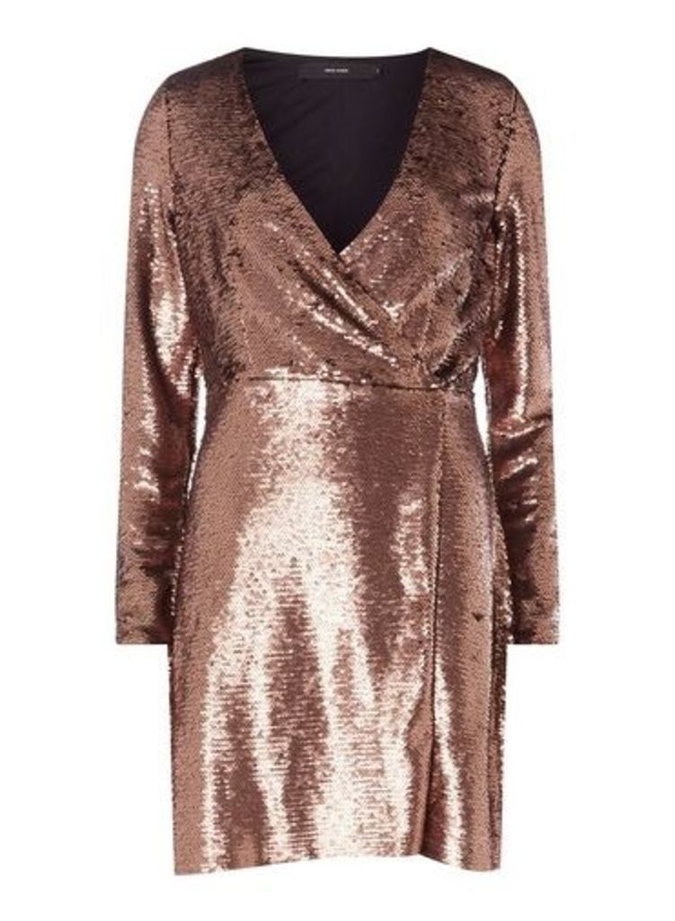 Womens Vero Moda Copper Wrap Mini Dress - Metallic, Metallic