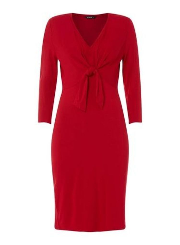 Womens *Roman Originals Red Tie Front Bodycon Dress- Red, Red