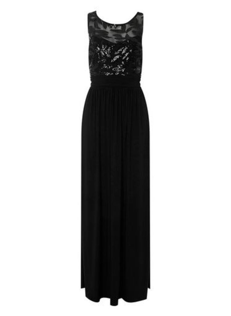 Womens **Showcase Black Sequin Bodice Maxi Dress, Black