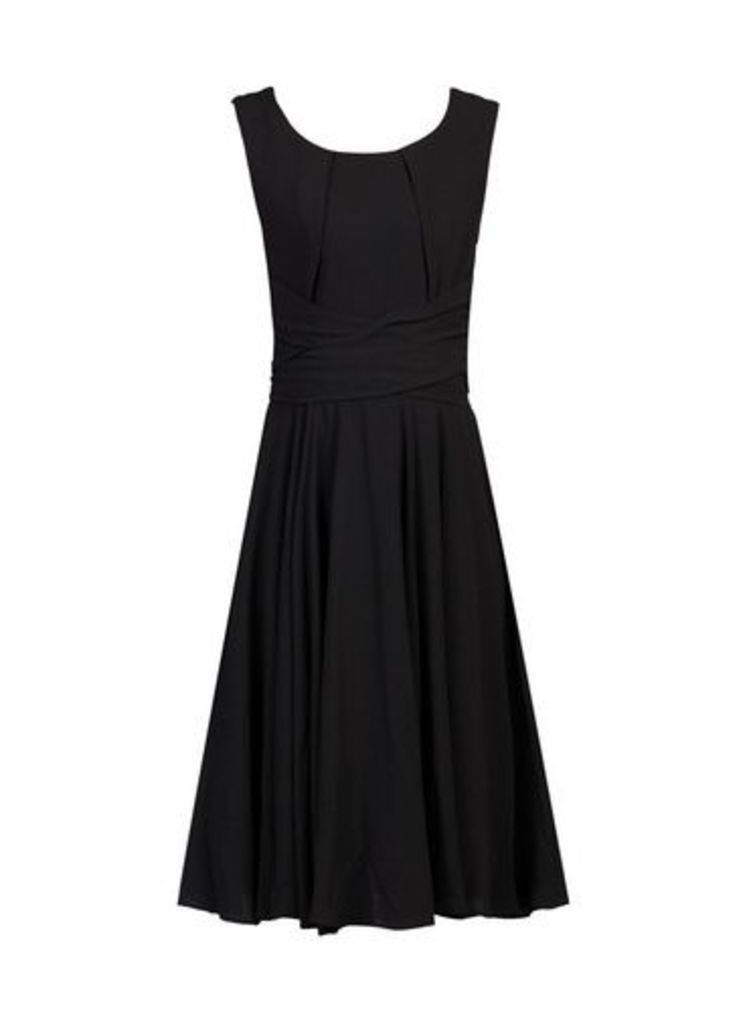 Womens Jolie Moi Black Belted Fit And Flare Dress, Black