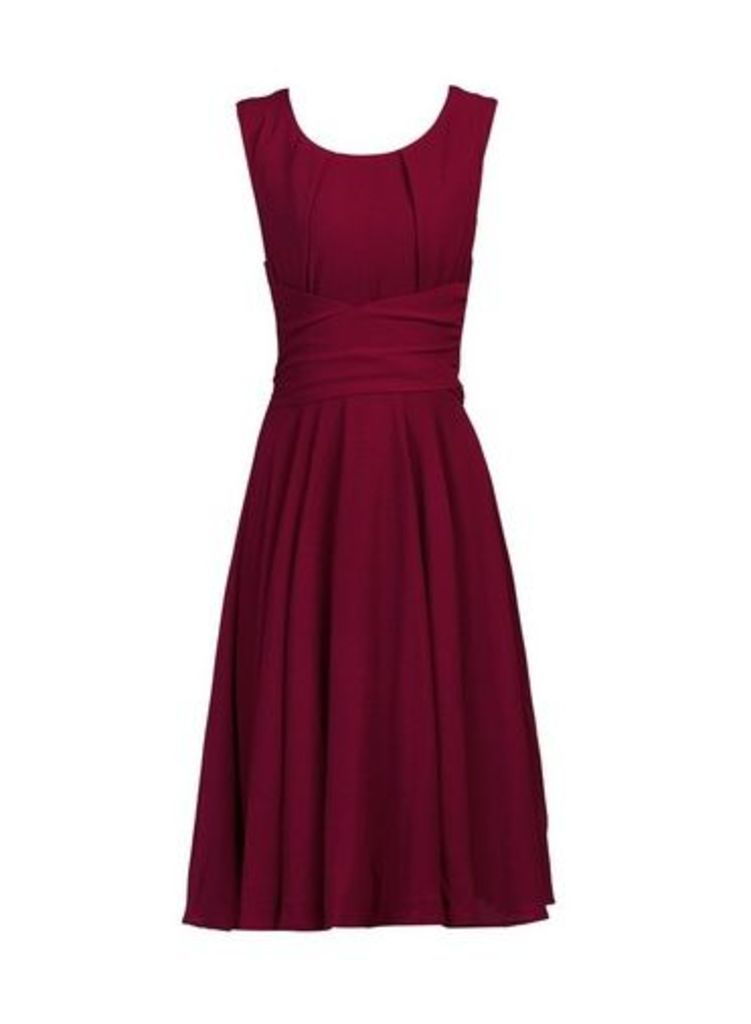 Womens *Jolie Moi Burgundy Belted Fit And Flare Dress - Red, Red