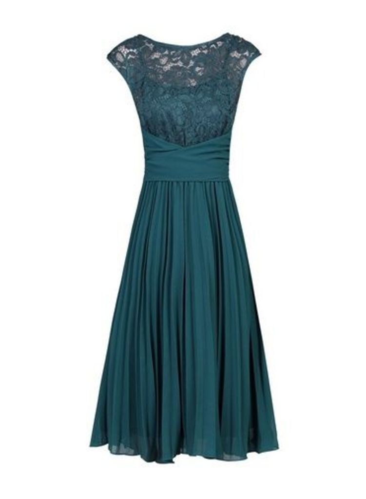 Womens Jolie Moi Petrol Blue Lace Fit And Flare Dress, Blue