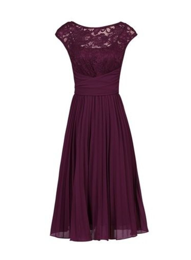 Womens *Jolie Moi Burgundy Lace Dress- Red, Red