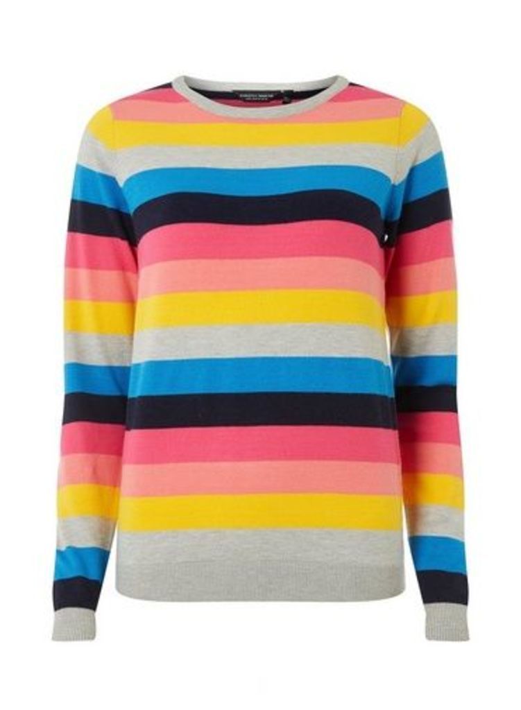 Womens Rainbow Fine Knitted Jumper- Multi Colour, Multi Colour