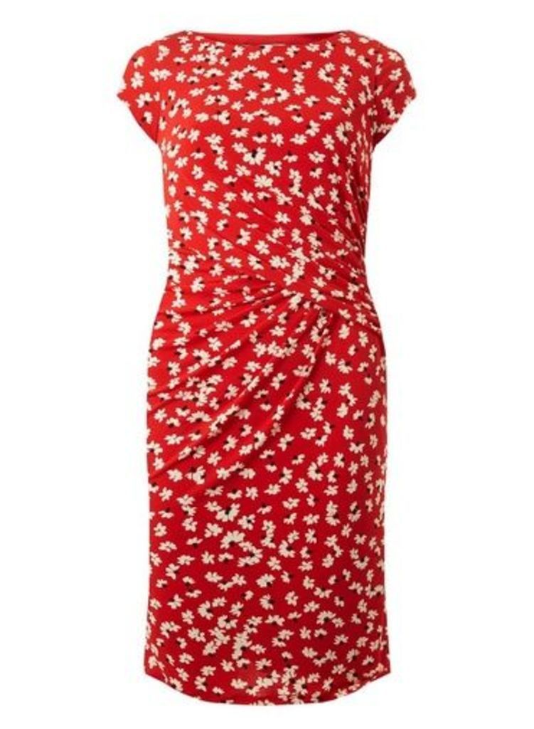Womens **Lily & Franc Coral Daisy Print Dress, Coral
