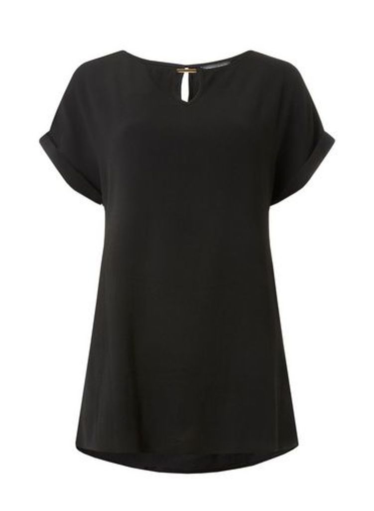 Womens Tall Black Bar Trim T-Shirt, Black