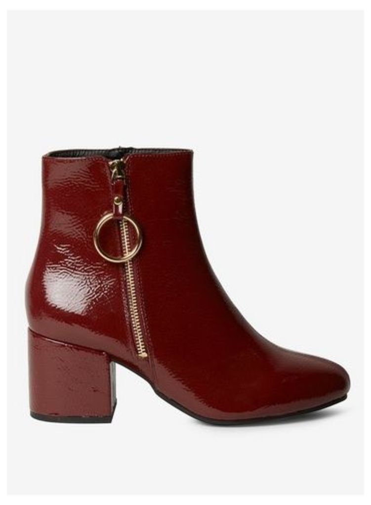 Womens Wide Fit Burgundy 'Amelie' Zip Boots- Red, Red