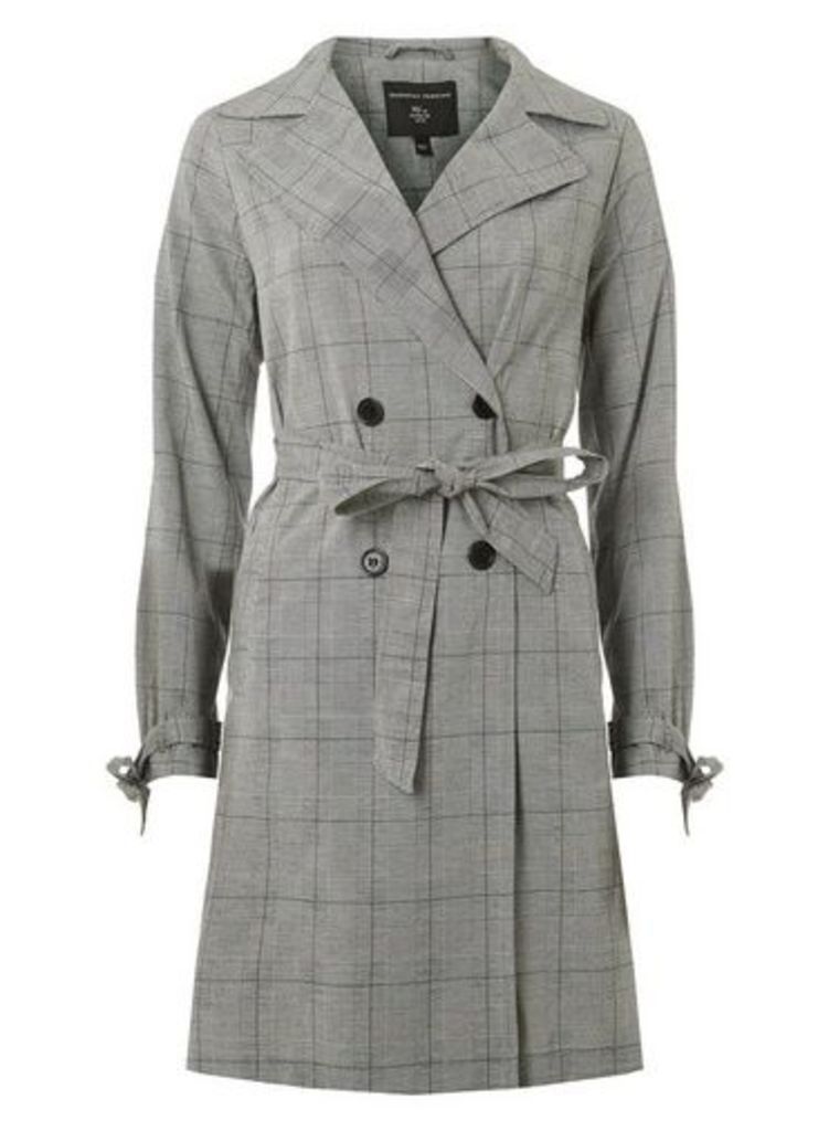 Womens Grey Checked Button Front Mac- Grey, Grey