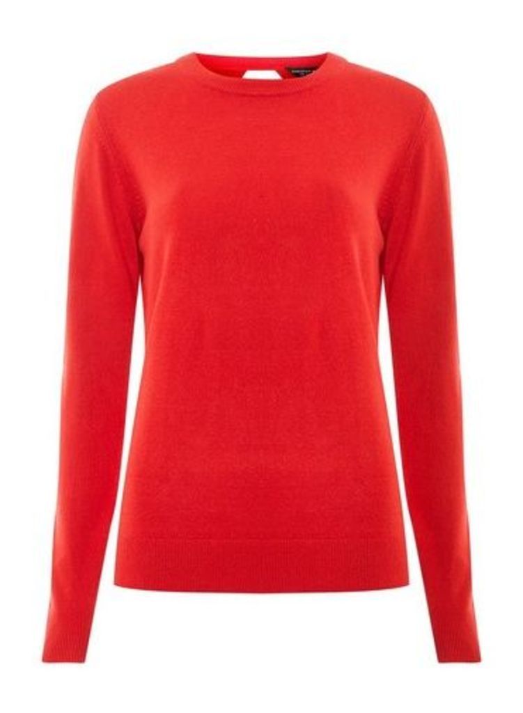 Womens Red Soft Wrap Back Jumper- Red, Red