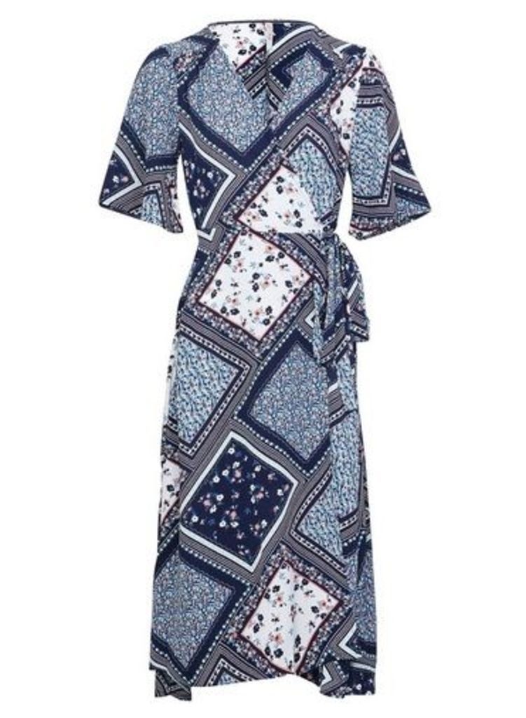 Womens *Izabel London Blue Aztec Wrap Dress- Blue, Blue